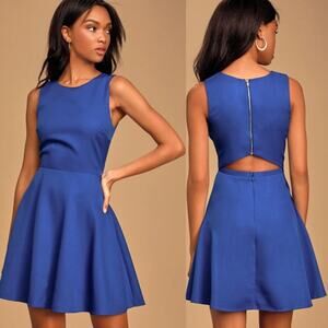 Lulus Just Us Royal Blue Cut Out Skater Dress Size S